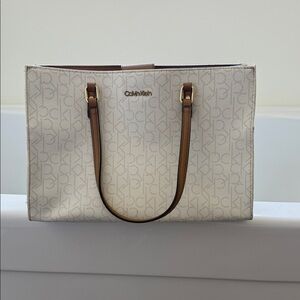 Calvin Klein Cream and Tan Women's Tote Bag